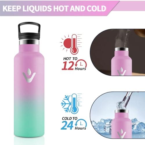 Vikastar Gourde Isotherme BPA-Free 500ml Anti-Fuite pour Enfants, Bouteille Étanche Froid/Chaud pour Sport, École et Cyc