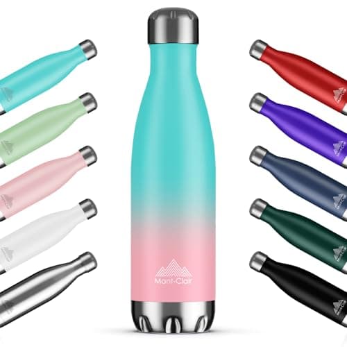 Mont-Clair H2O Gourde isotherme 500ML - Bouteille d'eau en acier sans BPA - 24h froid & 12h chaud - Vert clair  
Mont-Cl — Dégradé Cyan Rose