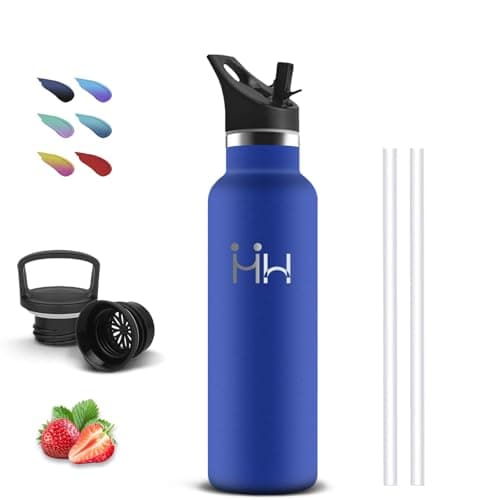 Gourde Isotherme 500ml Anti-Fuite, Double Isolation 24h Froid & 12h Chaud - Bouteille Paille pour Voyage, Camping, École