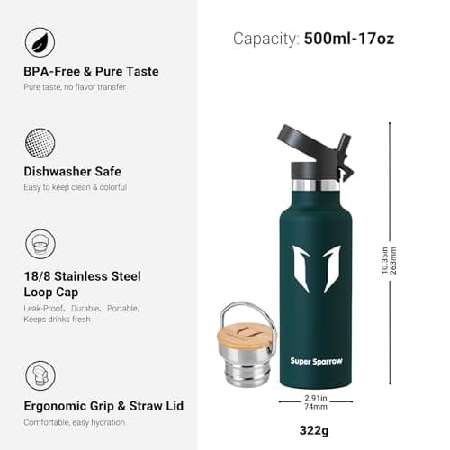Super Sparrow Gourde Isotherme - Bouteille Étanche Sport - 500ml/750ml - Pour Plein Air & Quotidien - Gourde En INOX Bou