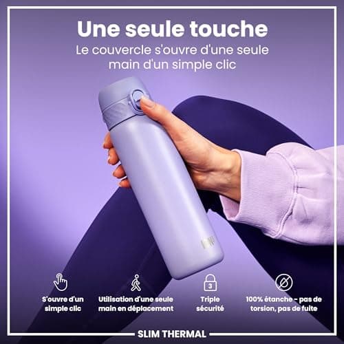 Gourde ION8 Inox 500ml Anti-Fuite Facile à OuvrirVerrouillage Sécurisé