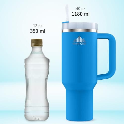 Mont-Clair Tumbler 40oz Gourde Isotherme 1200ml - 10h Chaud / 48h Froid - Bleu - avec Paille et Poignée