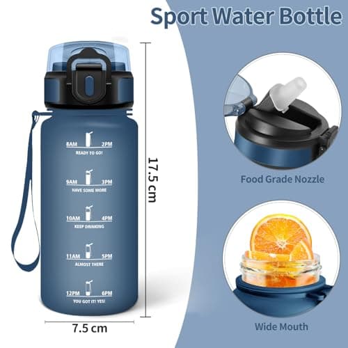 HoneyHolly Bouteille d'Eau Gourde Paille 500ml sans BPA & Étanches pour Gym & Plein Air avec Marqueur de Temps
