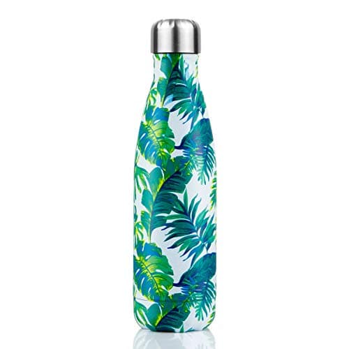 Gourde Inoxydable Isotherme Réutilisable 500ml Fleurs Rouge — Banane Feuille