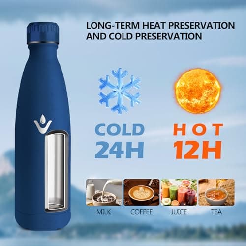 Gourde Enfant HoneyHolly Acier Inoxydable 18/8 Bleu Foncé Étanche Double Isolation Pour Camping Écoles Gymnases