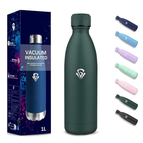 Gourde 500 ml Sans BPA pour École et Voyage - Isolation Isotherme Double Paroi - Acier Inoxydable 304 Rose - Isothermie — Vert Kaki-1000ml
