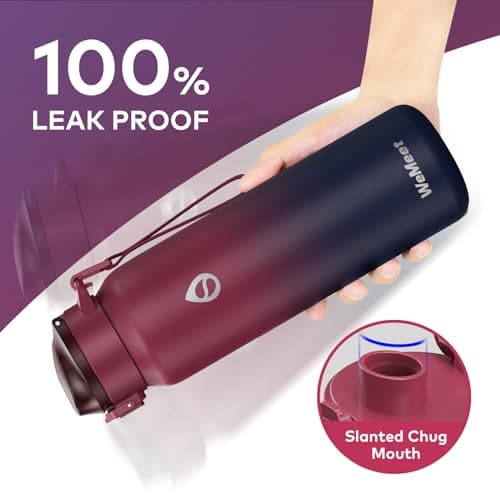 Gourde WEMEET Isotherme 1L pour Sport et Voyage, Étanche sans BPA, Gourde Inox 18/10 Amovible Paille