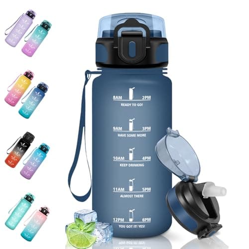 Motswedi Gourde Sport Réutilisable Roseclair et Rouge pour Enfant et Adulte Fitness et Randonnée — Bleu Foncé Édition Jeunesse-500ml