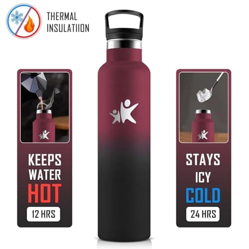 Gourde Isotherme KollyKolla 1L Acier Inoxydable Étanche Réutilisable sans BPA Gourde Sport Enfant Adulte