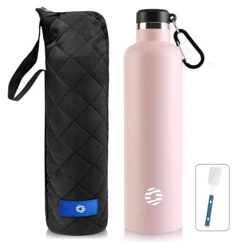 Gourde Isotherme FEIJIAN 750ml/1L - Bouteille Inox Bouche Standard pour Sportifs - Sans BPA et Cadeau Idéal — Rose