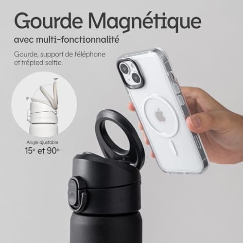 RhinoShield AquaStand Gourde Magnétique 800ml Étanche Légère pour Sport MagSafe Compatible, Gourde en Tritan avec Boucho
