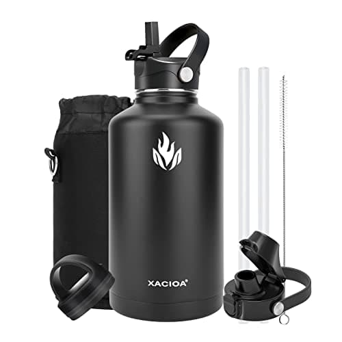 Gourde isotherme XACIOA 1,2L femme voyage anti-fuite chaud et froid — Black