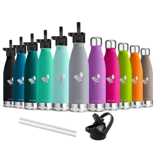 Bouteille d'eau AORIN Double Mur Isolé pour Sport et Voyage - 500ml -Sans BPA, Gourde Inox Étanche pour Enfant et Adulte — Gris