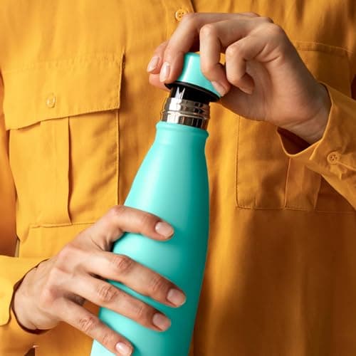 Mont-Clair Gourde Isotherme 750ml sans BPA - 24h Froid /12h Chaud, Bouteille d'Eau en Acier Inoxydable, Bleu Clair - Par