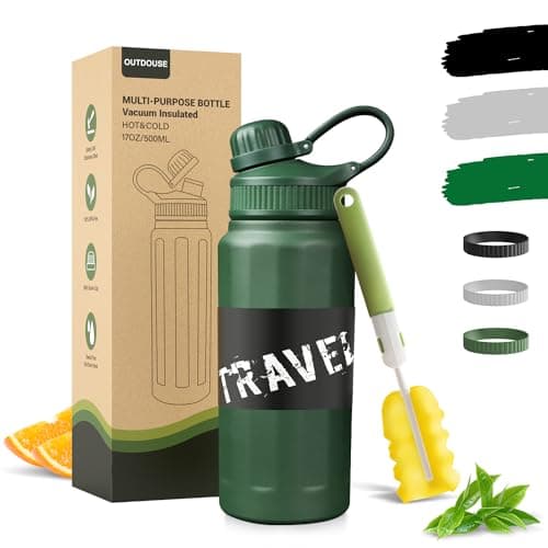 Bouteille Isotherme Gourde Inox 500ML Voyage Gym École Sans BPA — Vert Foncé