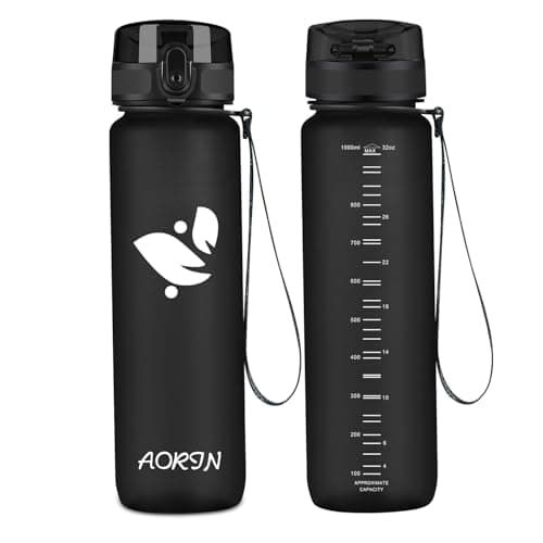 AORIN Gourde Sport BPA-Free & Anti-Fuite 1L pour Adults et Enfants Durant le Sport et les Activités Exteries — Noir