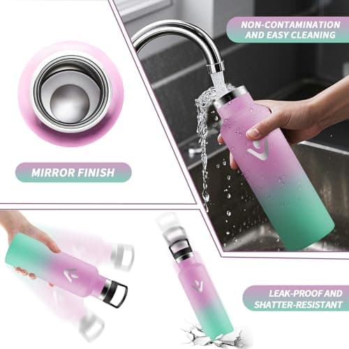 Vikastar Gourde Isotherme BPA-Free 500ml Anti-Fuite pour Enfants, Bouteille Étanche Froid/Chaud pour Sport, École et Cyc