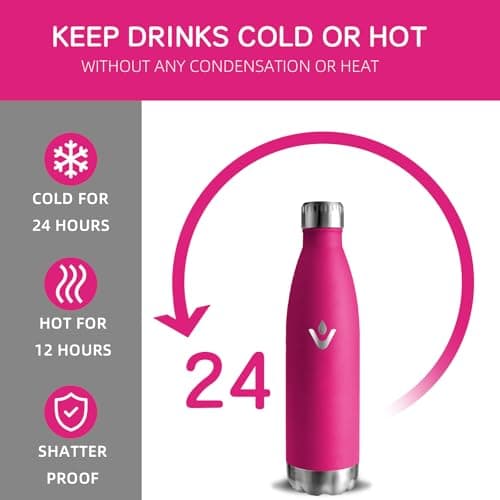 Thermos Gourde Grsta, Gourde Inoxydable 500ml sans BPA, Bouteille Isotherme 24h Froid 12h Chaud pour Enfant et Voyage