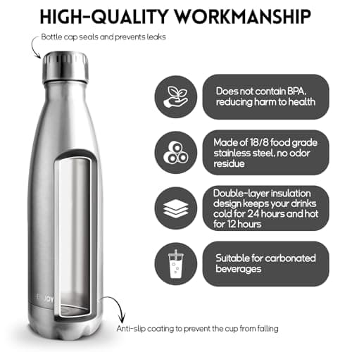 Gourde Isotherme Inox 500ML pour Running etÉcole - Bouteille Réutilisable Sans BPA
