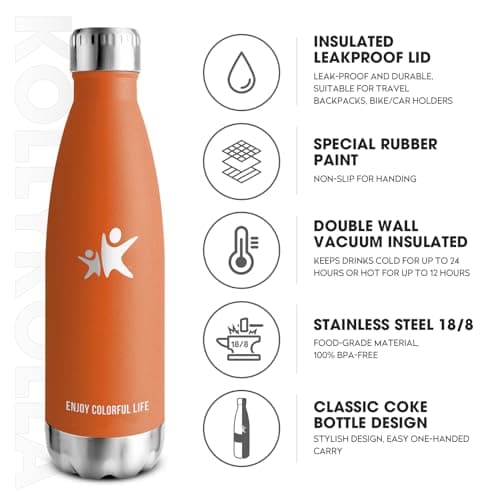 Gourde Inox Isotherme Double Paroi sans BPA - 350/500/650/750ml, Bouteille Étanche Anti-Fuite pour Sport, Gym & École (K
