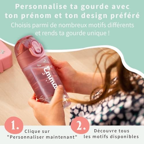 BIENMARQUER - Gourde Personnalisable pour Enfants - Idéale pour l'Ecole et le Jogging - Résistante aux chocs et lavable