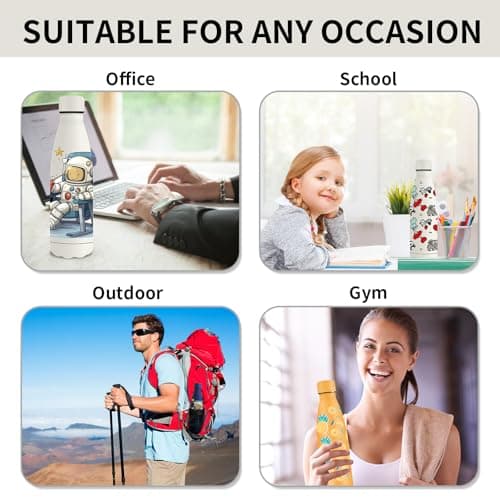 Gourde Grsta Isotherme en Blanche pour Enfant avec Cerf, Anti Fuite et Pour le Sport, Facile à Transporter et Sans BPA