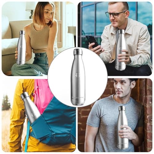 Vikastar Gourde Isotherme 500ml Sans BPA, Gourde Inox Anti-Fuites pour Enfants et Adultes, Sport, École, Gym – Bouteille