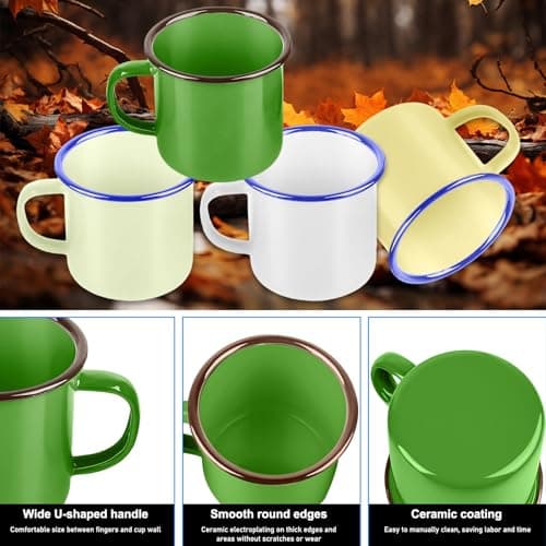 Lot de 4 tasses en porcelaine réutilisables, pratiques et durables pour le camping, la maison et les fêtes