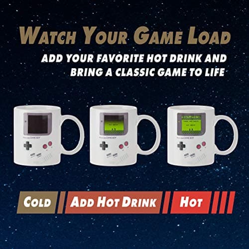 Tasse Changeante de Chaleur Gameboy - Cadeau Officiel pour Gamers et Nerds, 290ml (10 fl oz), Noir