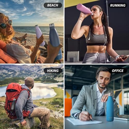Gourde WATERSY Isotherme Acier Inoxydable Double Paroi pour Sport et Bureau - Garde au Froid 24h et au Chaud 12h - Sans