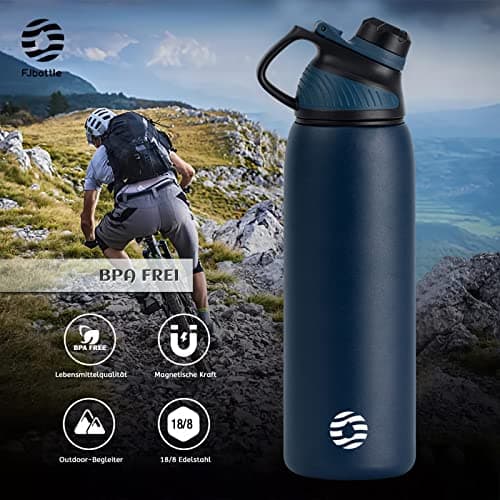 Bouteille Isotherme FJBottle Gourde 1L en Inox - Idéale pour Adultes au Sport, Gym et Voyage - Étanche sans BPA, Cover M