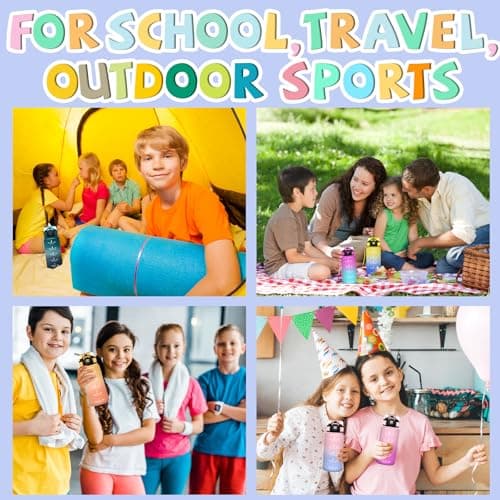Gourde Enfant 500ml Anti Fuite pour École et Sports with Motivation Slogan | Facile à Nettoyer, Ideale pour Camping et V