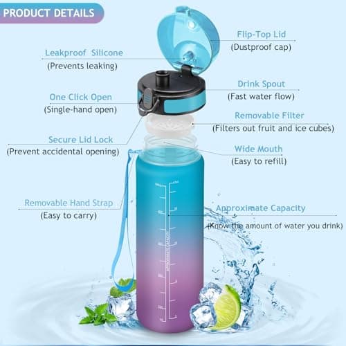 Stylanda Gourde Sport, sans BPA, étanche & réutilisable, convient pour enfant & adulte, sport, yoga, camping, gym