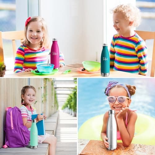 Gourde Acier Inoxydable Sans BPA Isolée Isotherme 500 ml 18/8 Isolation Double Paroi École Randonnée Rose Rouge Bouteill