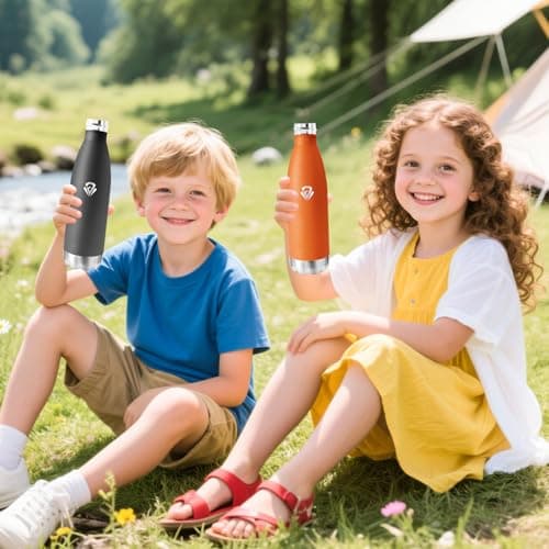 Gourde Isolante 500ml Sans BPA - Acier Inoxydable 18/8, Bouteille Insulated pour Voyage, École et Randonnée - Double Par