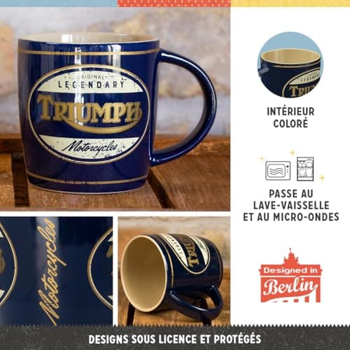 Triumph Legendary Motorcycles Nostalgic-Art Tasse à café rétro, Idée de cadeau pour fans d'accessoires motos, Design vin