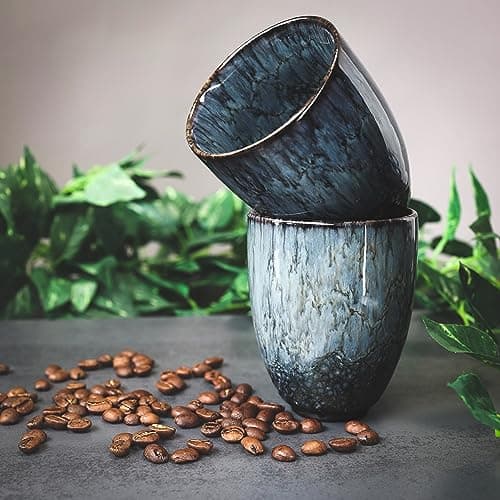 Tasses à café Ganzoo en céramique design sans anse 200ml moderne pour thé et café, accessoire de cuisine fashionable