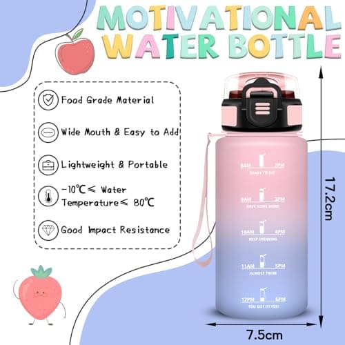 Gourde Enfant 500ml Anti Fuite pour École et Sports with Motivation Slogan | Facile à Nettoyer, Ideale pour Camping et V