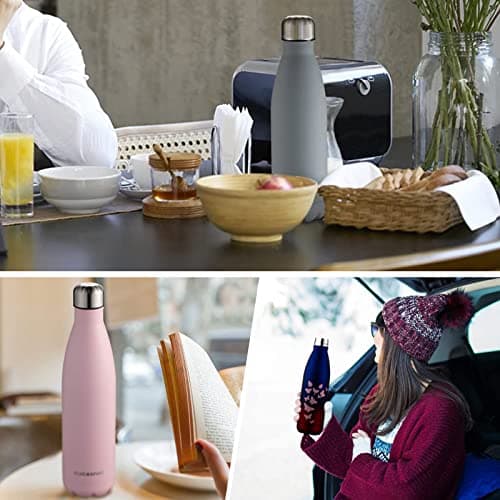 CMXING Thermosgourde Bouteille d'eau en Acier Inoxydable Double Paroi 500ml & 750ml - Isolation Thermique Réutilisable s