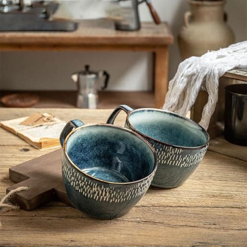 Grand bol à soupe avec poignée | Capacité de 600 ml | Idéal pour le petit-déjeuner | Convient aux desserts au lait | Oeu