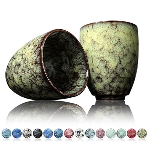Tasses à café Ganzoo en céramique design sans anse 200ml moderne pour thé et café, accessoire de cuisine fashionable — Réséda