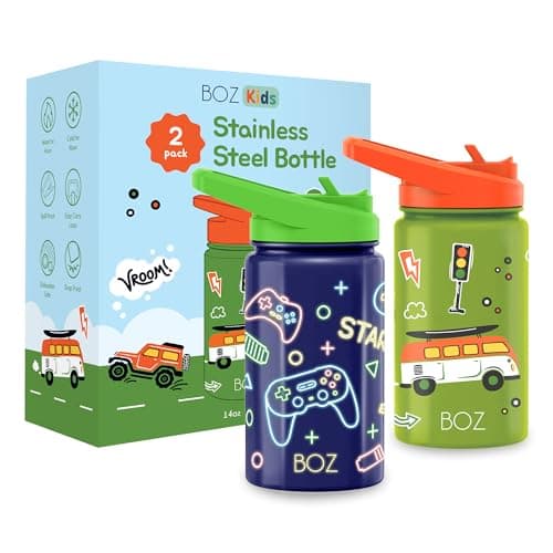 Gourde Isotherme Enfant Anti-fuite (8 oz) sans BPA, Bouteille Boisson Chaude/Froide Double Paroi Inox 414ML, 24h Isolati — Jeu / Voiture