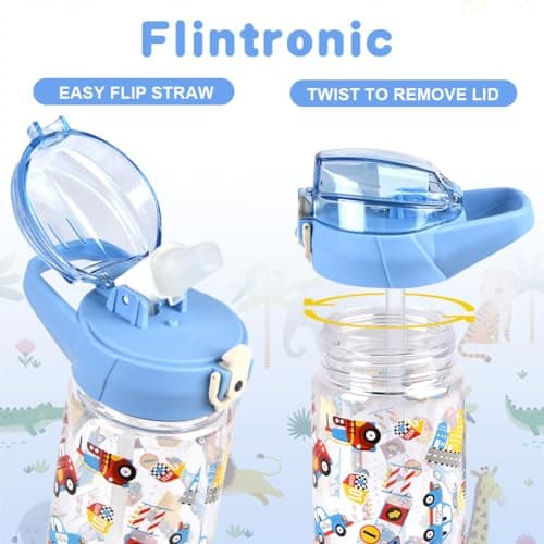 Flintronic Gourde Isotherme Enfant Sans BPA Tritan, Bouteille Anti-fuite Réutilisable 500ML pour Ecole Maternelle avec P