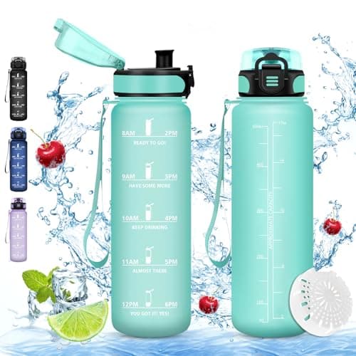 Stylanda Gourde Sport, sans BPA, étanche & réutilisable, convient pour enfant & adulte, sport, yoga, camping, gym — C-mat Bleu Vert-3245c