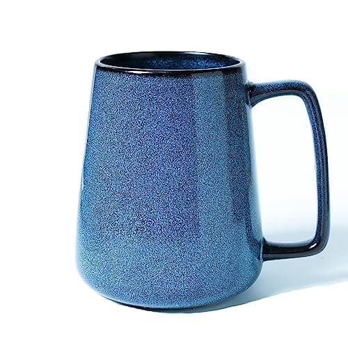 Céahrow Grande tasse à café en céramique bleu clair, résistante au lave-vaisselle et au micro-onde, idéale pour bureau e — Bleu