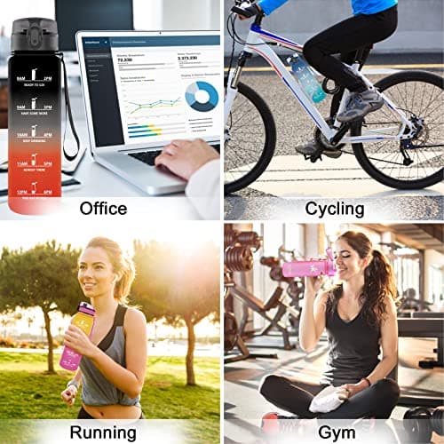 Vikaster Gourde Sport Mat Rose Clair - 500 ML Bouteille d'Eau Sans BPA Étanche & Réutilisable avec Filtre & Marqueur de