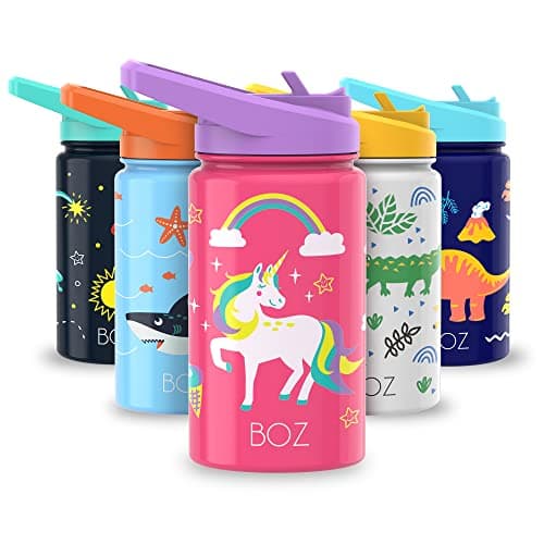 Gourde Isotherme Enfant Anti-fuite (8 oz) sans BPA, Bouteille Boisson Chaude/Froide Double Paroi Inox 414ML, 24h Isolati — Licorne