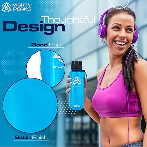 MIGHTY PEAKS Gourde de sport 2 l sans BPA - Anti-fuite - Pour le fitness - Infuseur à fruits - Bouteille d'eau - 2 L - B