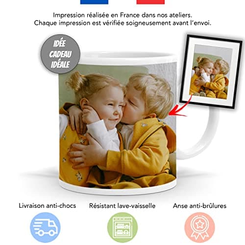 Wraplab Mug personnalisé - Tasse avec photo et texte - Idée cadeau Noël et anniversaire