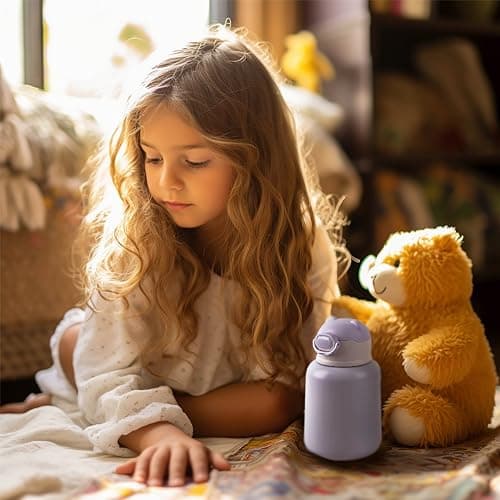 Gourde Enfant Isotherme 500ml Sans BPA - Anti-Fuite - Verrouillage Sécurisé - Vaisselle pour École et Sport (Violet)